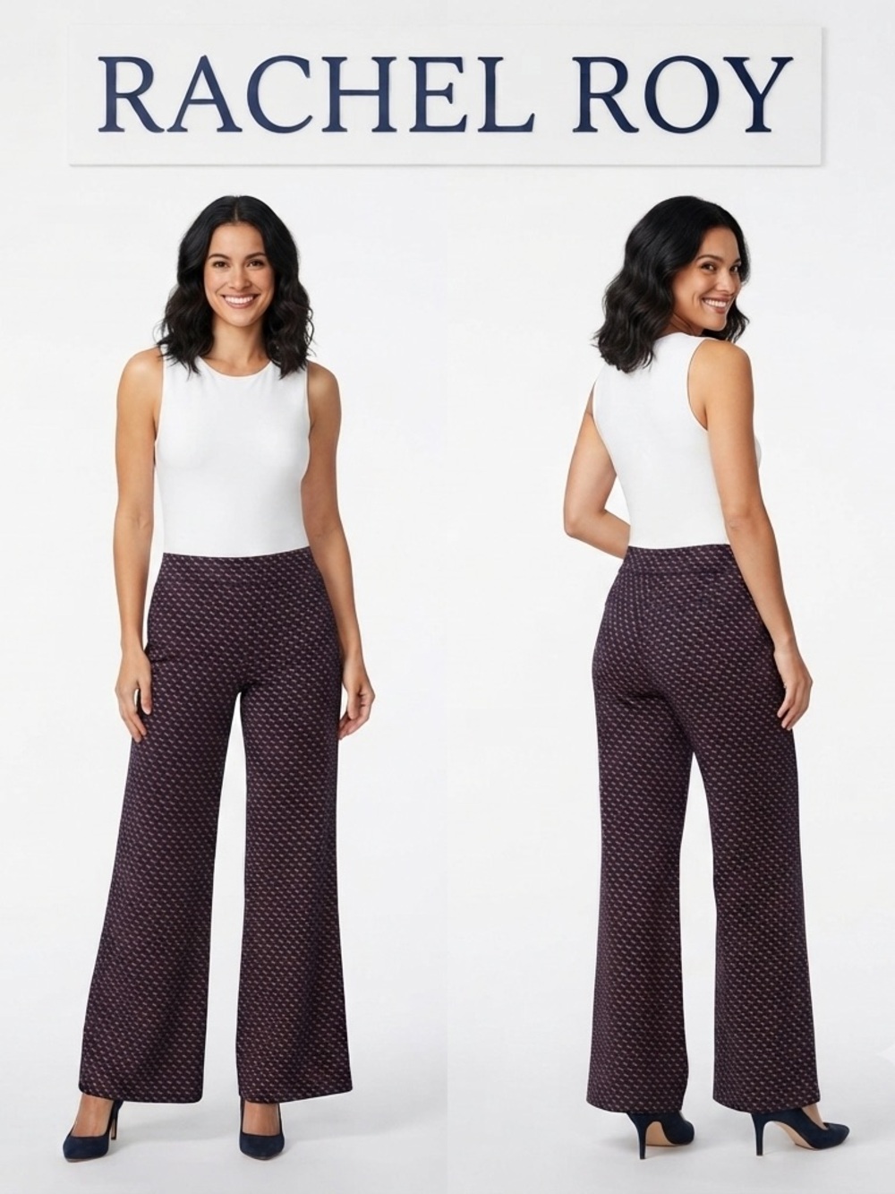 Rachel Roy Womens Geometric Casual Wide Leg Pants NWT 2